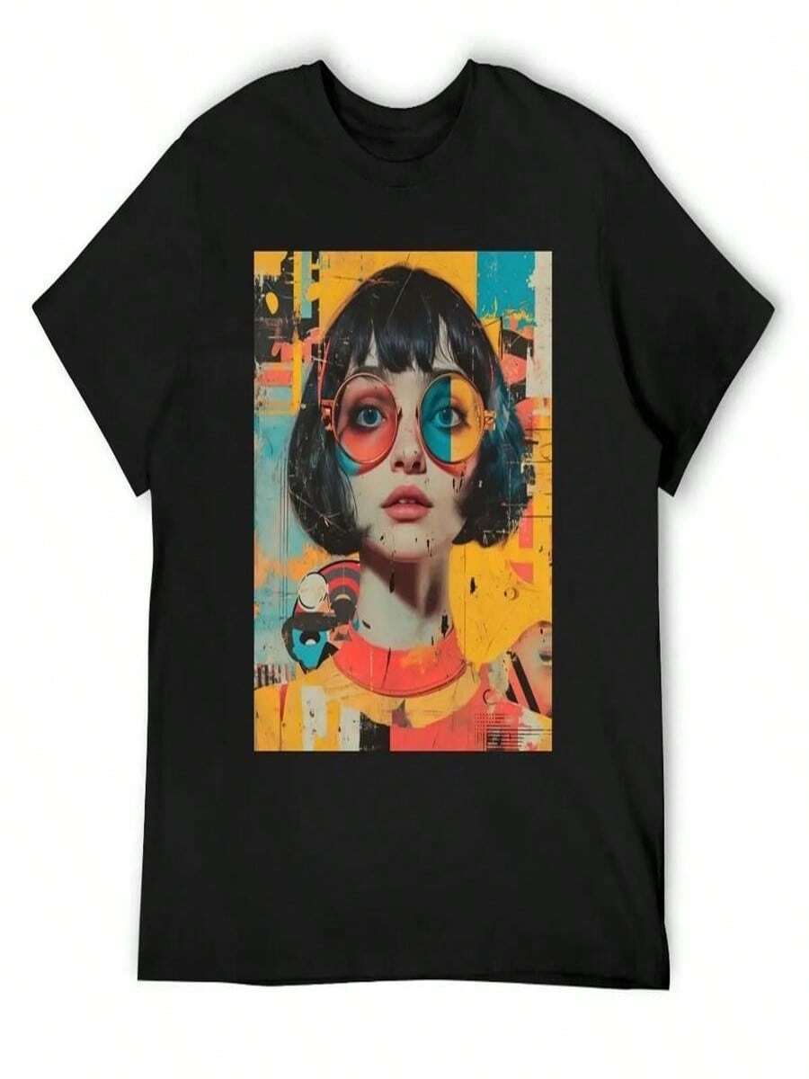 Distressed Jazz Age Jumble T-Shirt Vintage T Shirts Summer Shirt Designer Shirts Mens Fashion - Đen (Đen 12) - Xem 1