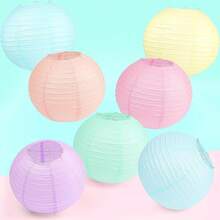 6 piezas de faroles de papel colgantes de colores, faroles de papel estilo chino de color neón macaron de 10 pulgadas, adecuados para decoración de bodas y fiestas de cumpleaños (Macaron) - Multicolor - Ver 3