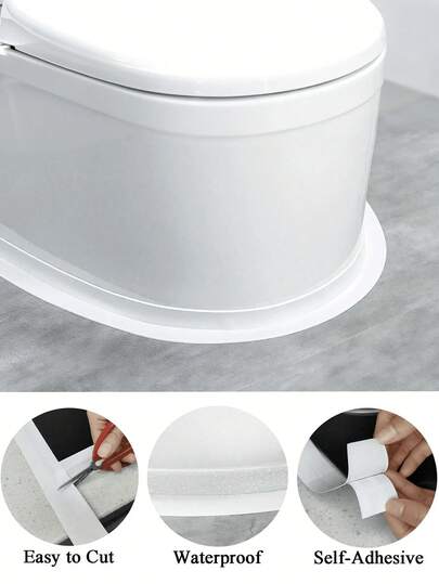 1 Roll 3.8cm Wide Mildew Resistant Sealing Tape, Self-Adhesive Sealing Strip, Waterproof And Mildew-Proof Tile Floor Caulk, Suitable For Bathroom Tub, Toilet, Kitchen Sink, Wall Sealing