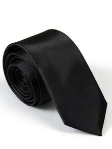 1pc Ladies' Polyester Narrow Necktie, Handmade, Suitable For Daily Shirt Decoration And As A Gift - 黑色 - 查看 9