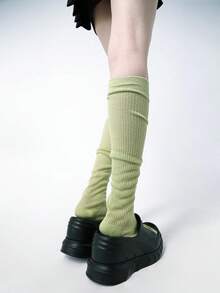 2 pares de calcetines de color caramelo casuales hasta la rodilla para mujer, primavera/verano - Multicolor - Ver 3