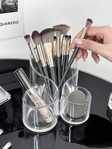 Minimalist Transparent Acrylic Makeup Brush Holder, Desktop Stationery Pen Cup, Cosmetic Lipstick Storage Box - Multicolor - View 3