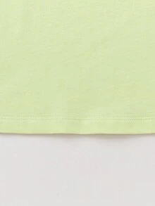 Balabala 男女通用短袖T恤，经典圆领，透气速干面料，夏季穿着舒适 - 黃綠 - 查看 10