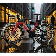 3 Color Options. Racing Track Vibe! 1:8 Scale Alloy Bicycle Model, Realistic Racing Style With Mini Design, Ideal Collectible Display Item For Men - Multicolor - View 6