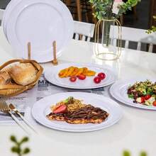 50/25/10pcs White Dinnerware Set, Including 7.5-Inch Dessert Plates And 10.25-Inch Dinner Plates, Easy To Clean And Reusable, Suitable For Any Occasion. Whether You Serve Salad, Barbecue, Appetizers Or Desserts, These Pure White Elegant Plates Can Meet All Your Needs. - Multicolor - View 5