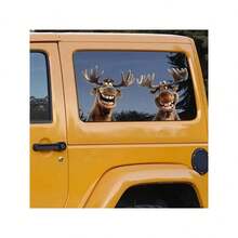 4 Packs Festive PVC Elk Car Window Stickers, Smiling Reindeer Car Glass Decals For Christmas And New Year Decorations - 4pcs - View 4