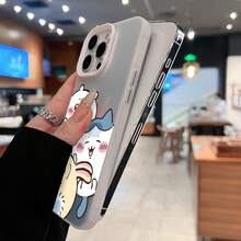 Lindos animales de dibujos animados sonriendo sobre fondo blanco. Esta elegante y adorable funda para teléfono es compatible con Samsung, Apple, VIVO, OPPO, , Transsion, ,  y Honor. Fabricada en silicona TPU, ofrece protección contra golpes y caídas, además de una sensación superior. Es un regalo ideal para familiares, amigos y seres queridos, y una opción perfecta para San Valentín y Año Nuevo. - Plateado - Ver 6