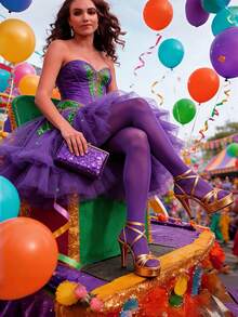 1 đôi quần tất nữ cỡ lớn màu tím mờ, quần tất gợi cảm chống rách, mỏng nhẹ, đa năng cho mặc hàng ngày. - Màu tím - Xem 10