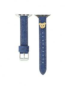 1条时尚可爱少女表带，SE系列S11/S10/S9/S8/S7/S6/S5/S4/S3/S2/S1，尺寸38mm/40mm/41mm/42mm/44mm/45mm/46mm，经典时尚蓝色，饰有可爱小熊图案，可作为替换表带作为送给女性/女孩的礼物。 - 藏蓝色 - 查看 18