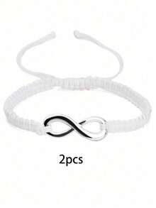 1 件时尚简约合金 8 形无尽编织可调节手链，友谊情侣手链，情人节/闺蜜礼物 - 彩色 - 查看 18