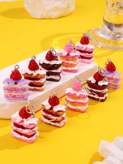 一对独特、优雅、别致的蛋糕造型耳环，时尚女式饰品，适合日常佩戴、节日和派对场合。