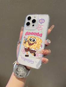 SPONGEBOB 1个透明太空创意星星海绵宝宝花朵字母图案打孔防摔手机壳保护套，适用于三星/苹果17/16/15/14/13/12/11Pro Max/12Pro/14Plus等型号 - 彩色 - 查看 4