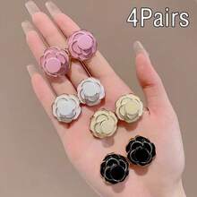 2/4Pairs Camellia Rose Jeans Tightening Brooch, Adjustable Button To Make Larger Size Smaller, No-Sew Removable Waist Buckle - Multicolor - View 14