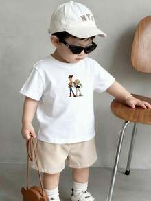 Disney Playful Style Toy Story Tee Buzz Lightyear & Woody Print Boys Casual Versatile Short Sleeve Top - 白色 - 查看 3