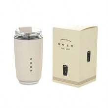 1-Piece 304 Stainless Steel Insulated Coffee Mug, Portable Elegant Mug With Leakproof Lid, All-Year Vacuum Bottle For Hot And Cold Beverages - 白色 - 查看 2