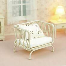 青少年创意迷你玩具，白色沙发/短沙发模型，适用于模型屋装饰、娃娃屋家具、玩具屋配件、微缩模型、婚礼季装饰、圣帕特里克节绿色元素。 - 白色 - 查看 14