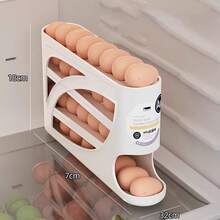 Caja de almacenamiento de huevos, caja de huevos con rodillo automático para refrigerador, caja de conservación antideslizante, caja de almacenamiento de alimentos de cocina, estante de huevos de gran capacidad, separador de huevos - Multicolor - Ver 11