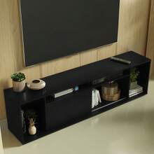 Madesa TV Stand Rack 5 Spaces Up To 80 Black 03 - Black - View 4