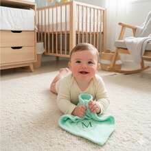 Personalized Baby Blanket With Initial Letter, Pacifier Clip, Small Cloth - Plain Green - View 3