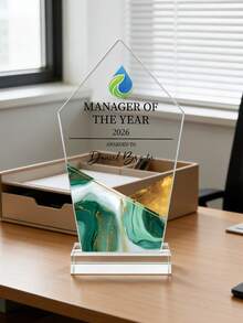 1pc Customized Photo & Text Employee Award, Staff Gift, Company Trophy Award, Customized Sports Trophy Award, Employee Medal, Business Anniversary Commemorative Award - Multicolor - View 6