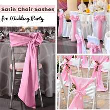9pcs Satin Chair Back Decoration Ribbon Bow Tie, Wedding Party Birthday Event Decor (Pink) - Multicolor - View 2