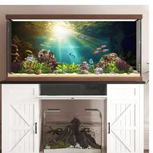 阳光明媚的深潭,鱼缸背景画,水族箱背景贴纸,爬行动物缸背景装饰,两侧嶙峋的峭壁,附着的海藻和苔藓散发出湿润的绿色,光影交错,将家里的鱼缸变成一个微缩的深潭圣地,水族箱背景装饰,适用于水族箱、两栖动物和爬行动物栖息地装饰,鱼缸/水族箱/爬行动物缸配件 - A - 查看 4