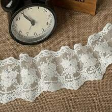 Vintage Crown Lace Satin Ribbon Applique, Elegant Embroidered Lace Trim For Easter Decor, Spring Sewing Crafts, Bridal Wedding Dresses, Curtain Tablecloth Home Decoration DIY - 網狀蕾絲 - 查看 5