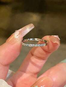 1pc Stainless Steel Starry Sky 18K Gold Plated Rhinestone Ring, Suitable For Women's Daily Wear, Gift - Ring - View 13