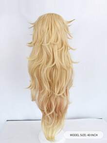 Voluminous Layered Wavy Long Wig, Blonde To Peach Ombre High-Temperature Fiber Cosplay Wig, Heat Resistant & DIY Stylable, Perfect For Anime Cosplay & Themed Events, Vibrant & Dynamic - Pink Highlight - View 2