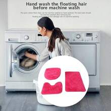 3Pcs Bathroom Rugs Set, Multi Purpose Modern Style Bath Mats Set - Comfortable SoftToilet Carpet, Non-Slip, Fast Absorbent, Machine Washable, Perfect For Bedroom Decor, Tub, Toilet Floor, Shower Room - Màu hồng đậm - Xem 3