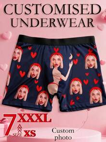 Customized One-Piece Item, Personalized Face Design Anniversary Couple Gift, Customized Underwear, Men's Personalized Underwear, Funny Gift For Boyfriend And Husband, Customized Lingerie - Blue - View 2