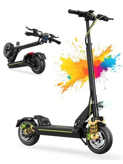 TODIMART D6 Electric Scooter Equipped With A 500W Brushless Motor | 25 Km/H | 35-40km Range | 48V/10.4AH Lithium Trivalent Battery | 10-Inch Off-Road Tires | Front And Rear Suspension.
