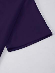 男士春夏日式阴阳锦鲤武士刀图案印花圆领白色T恤 - 紫羅蘭色 - 查看 4