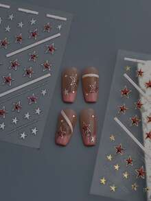 susan notes ملصقات أظافر نجمية 5D متعددة الألوان ذاتية اللصق لفن الأظافر ولوازم الأظافر بطابع Y2K - متعدد الألوان - مشاهدة 5