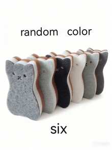 Cute Cat Shaped Double-Sided Sponge Brush, Kitchen Supplies, Cleaning Products, Strong Stain Removal Dish Brush, Household Cleaning Sponge Brush, Suitable For Cleaning Kitchen, Bathroom And Pet Beds, Non-Slip Easy Grip, Making Housework Easier And More Enjoyable. - Random Style - View 8