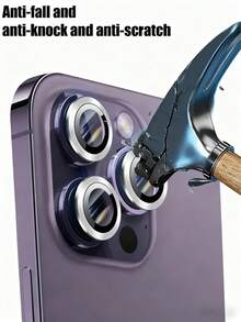 银色三芯CD图案高清手机摄像头镜头保护膜，兼容 11/12/13/14/15/16/17 Air/17 Pro/17 Pro Max - 銀色 - 查看 4