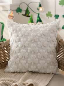 1 Peça Capa de Almofada Verde Trevo de São Patrício, Capa de Almofada Fofa de Trevo de Quatro Folhas da Sorte para Decoração de Casa, Sofá, Presente de Almofada, Decoração de Sofá, Quarto, Sala de Estar, Festa Diária, Casamento, Decoração do Dia de São Patrício - Trevo branco - Visão 5