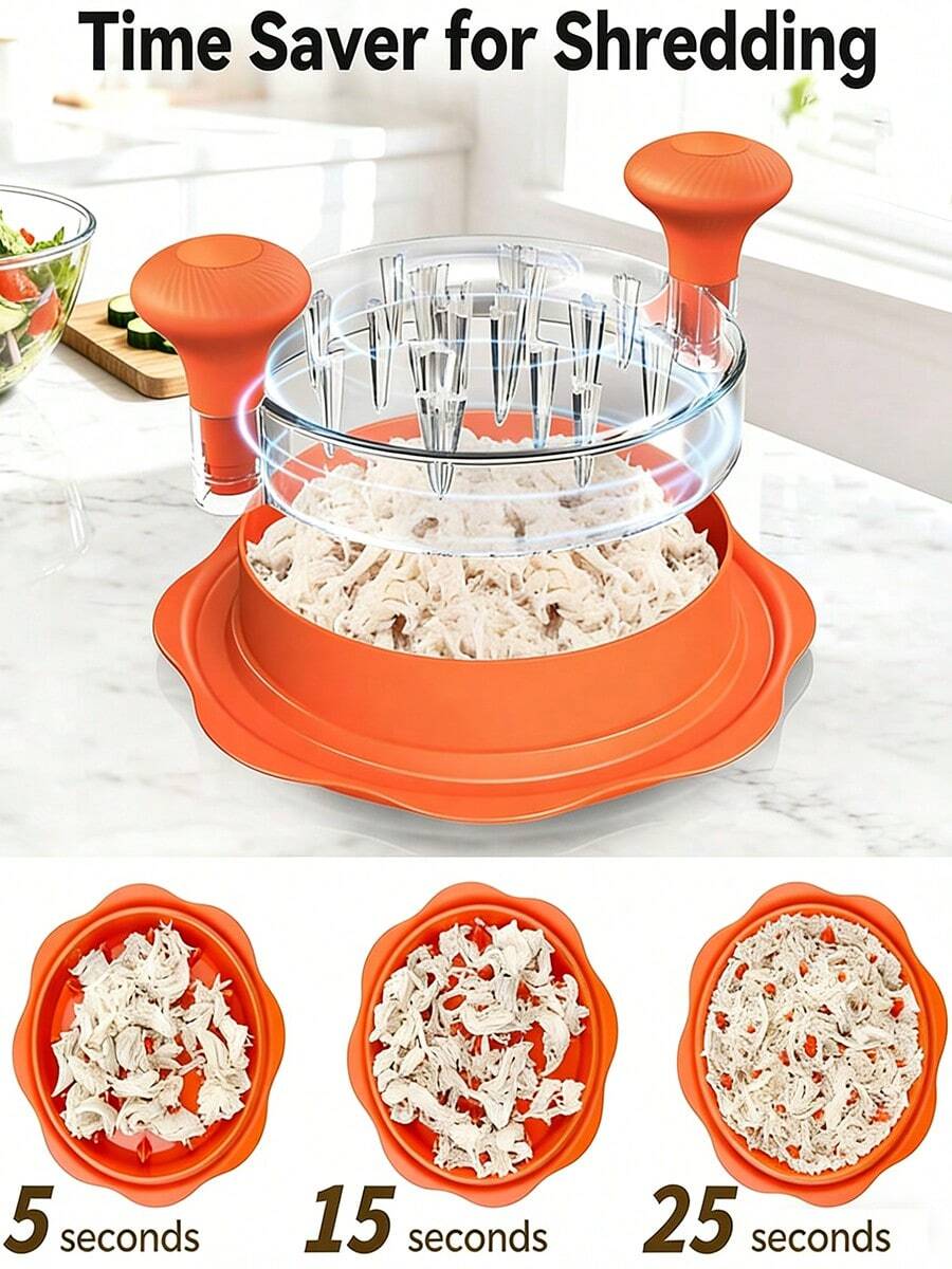Chicken Shredder Tool Twist, Visible Twist Meat Shredder With Anti-Slip Strip,Ergonomic Handle For Pork Beef Chicken - Orange - View 1