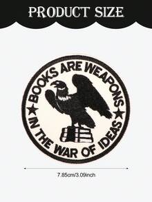 1pc Black & White Book Embroidered Iron-On Patch, Suitable For Sweatshirts - A - View 2