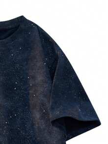 Camiseta de manga corta de verano para hombre con estampado de cielo estrellado teñido anudado - Azul Marino - Ver 5