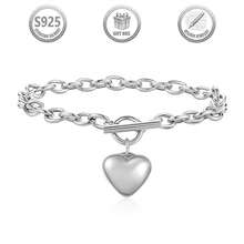 1件优雅简约甜美个性化时尚亮面心形吊坠925银低过敏性女士手链，适合日常、派对、节日、约会、礼物 - 銀色 - 查看 11