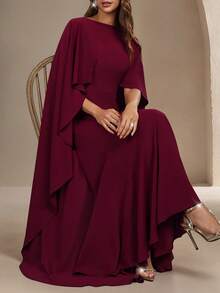 Đầm đuôi cá ôm dáng thanh lịch màu đỏ dành cho nữ, tay áo choàng, eo thon, thích hợp cho ngày Valentine - Phù hợp cho buổi hẹn hò Valentine, tiệc trang trọng, dạ hội. - Màu Đỏ Sâu - Xem 5