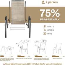 Set Of 4 Folding Chairs, Balcony Chairs, Aluminium Garden Chair, Aluminium Camping Chair, Black - 棕色 - 查看 9