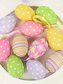 12/6/1pc Colorful Foam Hanging Egg Decorations, Easter Tree Decor, Birthday Party Home Decoration Indoor Ornaments - Multicolor - View 3
