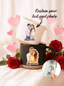 4/12/24pcs Personalized Photo Mug Stickers, Customize Photo And Text,Custom Coffee Cup Stickers With Picture And Text, Design Your Own Mug Stickers , Custom Logo Mug Stickers , Personalized Gift For Mom Or Dad - Multicolor - View 7