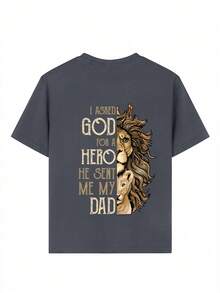 Young Boy Casual Graphic Print Crew Neck Short Sleeve T-Shirt, Summer Top - Dark Grey - View 9