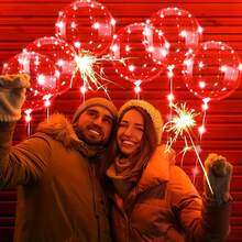 4 Uds globo Led con luz luminosa transparente Bobo globos decoración de de cumpleaños de boda globo de luz LED YZD8 - as de color blanco cálido - Ver 5