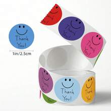500pcs Colorful & Thank You Graffiti Stickers, 1 Inch Round, 8 Colors, Suitable For Scrapbooking, Diary, Cards, Gift Wrapping, Daily & Holiday Party, PVC Waterproof Decals Scrapbook Supplies Stationery Funny Stickers Kindle - 500 Colorful Thank You Stickers - View 2
