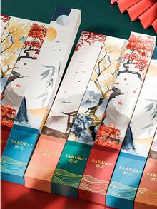 4pcs Sakura Flower Toothbrush Set, Chinese Style Gift Box With Protective Case, Soft Bristle Toothbrush For Travel, Valentine's Day - Multicolor - View 2