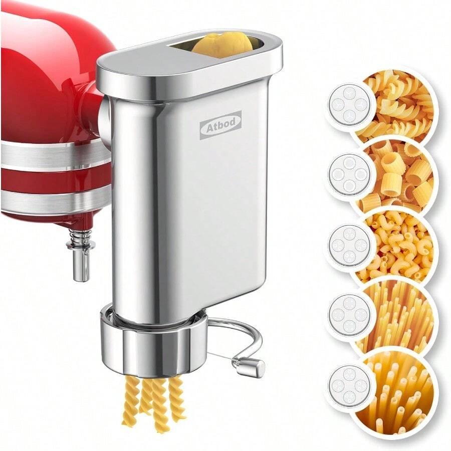 Metal Gourmet Pasta Press Attachment For Kitchenaid Stand Mixer, Pasta Maker Attachment With 5 Interchangeable Plates, Spaghetti Bucatini Fusilli Large/Small Macaroni - 壓面機 - 查看 1